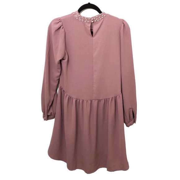 Refka Pearl Beaded Stand Collar Deep Pink Dress Size 4 - Picture 2 of 8
